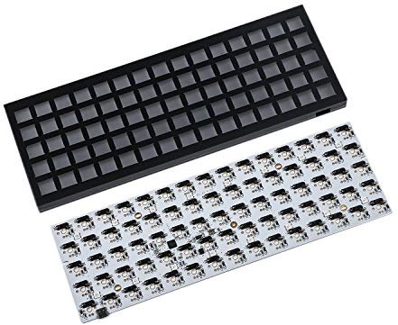 YMDK Idobao x ID75 75 Keys Ortholinear Layout VIA Anodized Aluminum Case Plate hot-swappable Hot Swap Type C PCB Mechanical Keyboard Kit (Black)