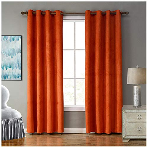 GUOCU Gardinen Blickdicht Vorhänge - Blickdichter Vorhang Thermo Gardinen Verdunklung Ösenvorhang Orange 140X220CM (1 Stück)