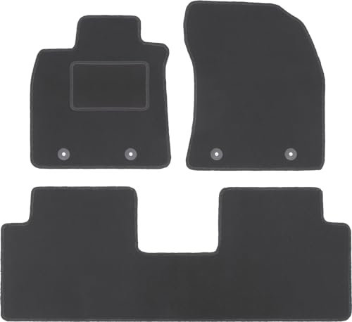 Wielganizator Velours Fußmatten 3-TLG Set passend für Toyota Avensis III T27 (2009-2018) | Qualität: CARLUX, passgenau, Graphit/Grau