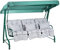 Alfresia Roma 3-Seater Garden Swing Seat - Outdoor Patio Swing Chair, Adjustable Waterproof Canopy and Classic Cushions, Green Canopy and Frame, Grey