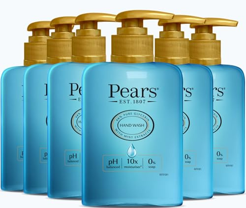Pears Glycerin Serum Mint Hand Wash, 250 ml, 6-Pack | Mint extract, glycerin and natural oils, moisturising hand care, 10x more moisturiser, suitable for men and women