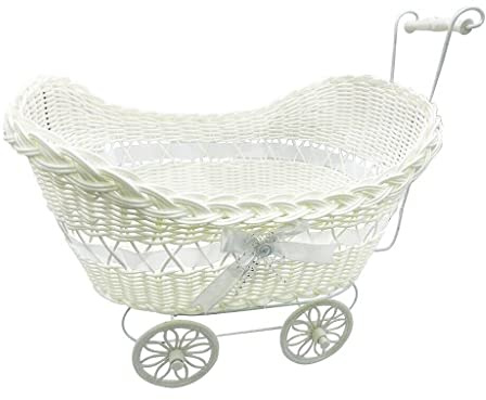 Baby Hamper Gift Storage Basket Baby Shower Party Gifts for New Born Boys Girls Presents (White)