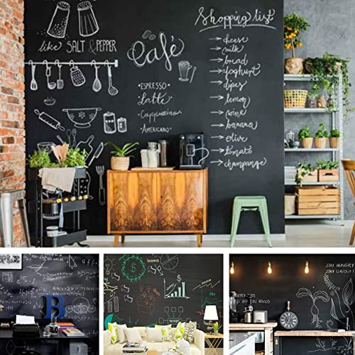 AbaBoorty Kreidetafel-Tapete für Wände, mattschwarzes Kontaktpapier, selbstklebend, abnehmbar, solide, schwarz, zum Abziehen und Aufkleben, wasserdichte Rolle für Tafel-Wandaufkleber, Reform, 40 x 200