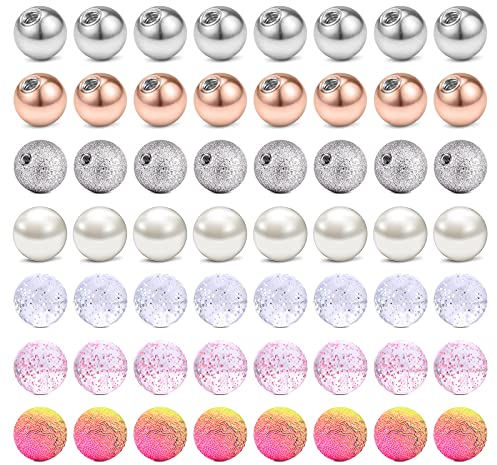 D.Bella Lot de bâtons de piercing pour tragus, cartilage, hélix, langue, téton, boules de rechange pour labret, labret, lèvre, 4 à 20 mm, bijoux de piercing Méduse, conque, Acier inoxydable