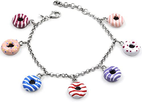 Armband aus 925er Sterlingilber mit Handemaillierten Donuts Argento
