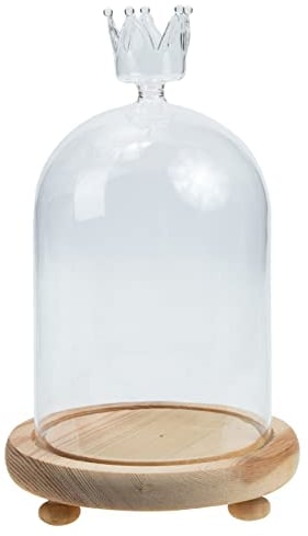 Milisten Serving Tray Round Glass Cloche Bell Jar Glass Bell Jar Dome with Plate Clear Plants Fairy Lights Terrarium Jar Dessert Candle Display Cover for Home Office Wedding Cupcake Tier Stand