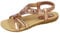 Jo & Joe Ladies Faux Leather Open Toe Sling Back T-Bar Diamante Gem Stone Flat Gladiator Summer Sandals Rose Gold 8 UK