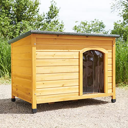 „feel good“FeelGoodUK Mittelgroße Hundehütte aus Holz mit Zungen- und Nutplatten, hochklappbarem Dach, Windschutz, ideal für mittelgroße Hunderassen