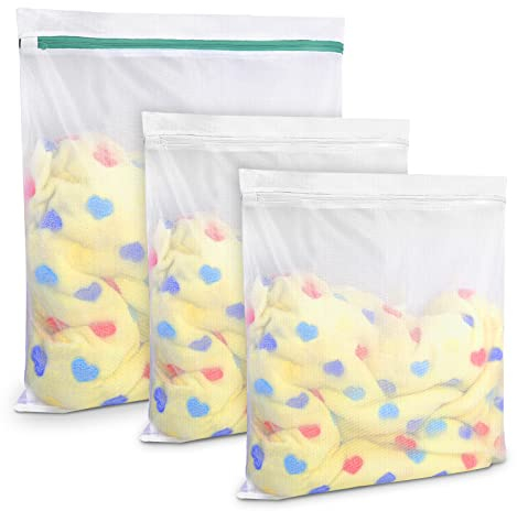 3 Pezzi Sacchetti Lavatrice Biancheria, Retina per Lavatrice, Sacco Lavatrice, Delicati Sacchetti Biancheria, Sacchetto Rete Lavatrice per Intimo, Reggiseno, Calzini, Vestiti, Pantaloni, Calze
