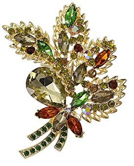 Oenothera Broche Bouquet, Broche En Cristal Pour Femmes, Broche Femme, pour Cadeau d'anniversaire de Filles Fournitures de Fête de Mariage Noël(Curry)