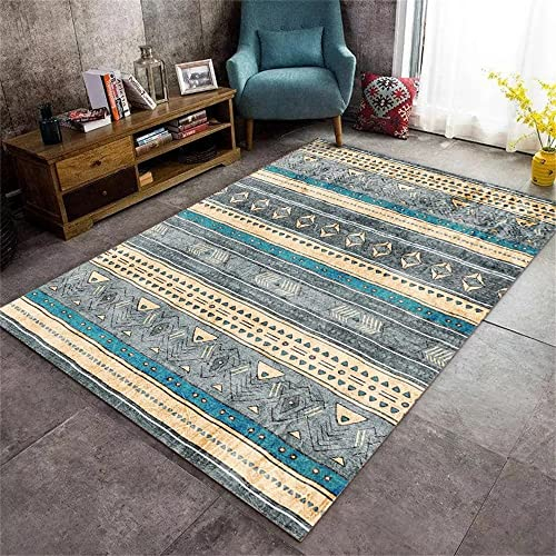 RUGMRZ Teppich Rund Kinderzimmer Flickenteppich Waschbar Vintage Teppich mit bunten Blumendekorationen für einfache Lagerung Teppich Für Esszimmer 50X80CM