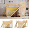 HAINEW Etagenbett 90x200cm mit Treppe und Zäune, Holzbett Kinderbett mit Bettvorhang Rutsche und Regal, Kiefer Bettrahmen mit Fallschutz und Gitter für Kinder oder Jugendliche