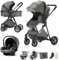 BEBBY passeggino trio, combinazione passeggino 3 in 1 passeggino cittadino con passeggino passeggino portatile con neonato passeggino pieghevole di lusso con passeggino ad alta vista