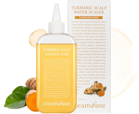 STEAMBASE Kurkuma Kopfhaut-Wasserentschuppe, Kopfhautpeeling für juckende, trockene Kopfhaut, dünner werdendes Haar, Ansammlungsentferner, Behandlung für überschüssiges Talg, öliges, fettiges Haar,