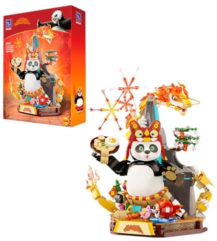 PANTASY Panda Gebäudebausatz Traditionelle kulturelle Bausteine Sammlermodell für Zuhause oder Büro