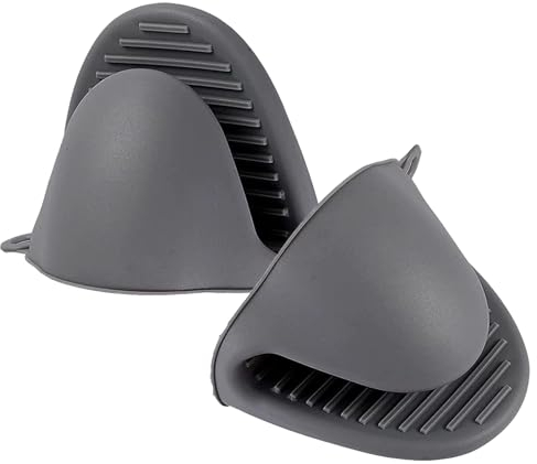 Guantes de Silicona para Horno,2 Pcs Silicona Mini Manoplas Horno Silicona Guantes Horno Mini Guantes Silicona para Hornear,cocinar,Asar a la Parrilla(Gris)
