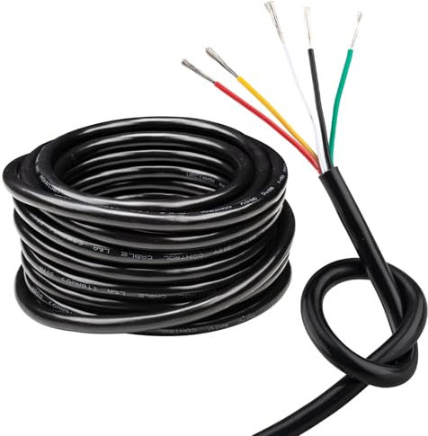 16 Gauge 5 Conductor Electrical Wire 10Metres 5x1.3mm 16 AWG Wire Stranded PVC Cord Oxygen Free Stranded Tinned Copper Wire for Automotive Wire,LED Lighting, Outdoor Low Voltage Extension Cable