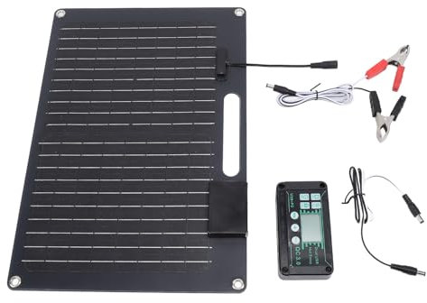 Kikumi Kit de Panneaux Solaires, Contrôleur de Chargeur de Batterie 100W, Régulateur USB à Double Sortie pour Voiture et Téléphone Portable 12V 24V 100A Noir