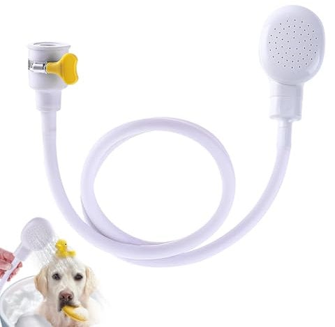 Sink Single Tap Shower Attachment Head Hose Spray Bath Rubber Hose for Taps Portable Handheld Hair Washing Faucet Shampoo Sprayer Secure Clip Pet Dog Cat Shower Head Hose for Home and Travel,1.3m