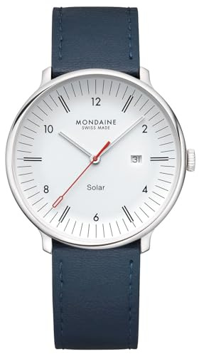 Mondaine Solar Watch, 41mm Stainless Steel, Eco-Friendly, Swiss Design, Rechargeable Battery, Vegan Apple Skin Strap, Water-Resistant, Solar-Powered Movement
