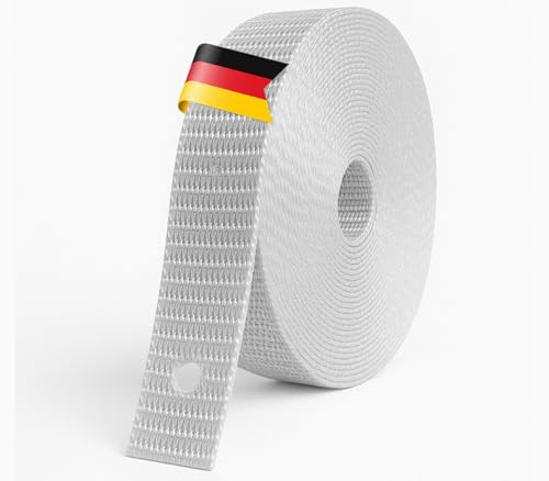 markiso Roller Shutter Belt 23 mm x 6.5 m - Reinforced Selvedge, UV and Fade Resistant, [Made in Germany] Replacement Webbing in Light Grey