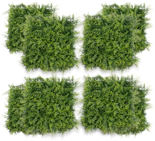 RBFGYIOP Pannelli decorativi in erba artificiale per recinzioni - Siepe sintetica UV per privacy e decoro giardino, resistente al sole - Ideale per interni ed esterni, pareti verdi - 12 pezzi 50x50cm,