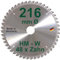 HM Sägeblatt 216 x 30 mm Zähne 48 W negativ Kreissägeblatt Hartmetall 216mm Ersatzsägeblatt für Elu/Dewalt/Festo/Festool/Hitachi/Holz Her/Scheppach/Rexon Handkreissäge Kreissäge