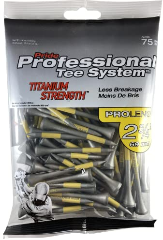 Pride Professional Tee System Titanium Strength Wood Golf Tees, 2 3/4, 75 Count
