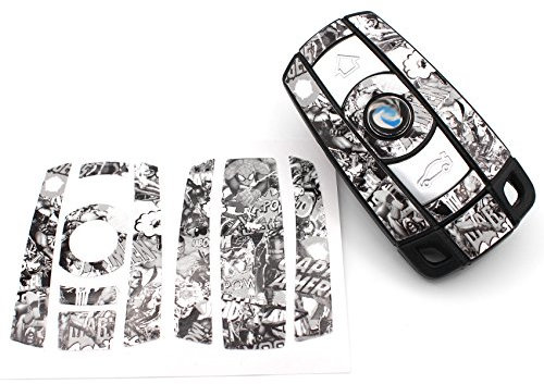 Finest Folia Schlüssel Folie K141 für 3 Tasten Auto Schlüssel (nur Keyless Go) Folien Cover (Comic)