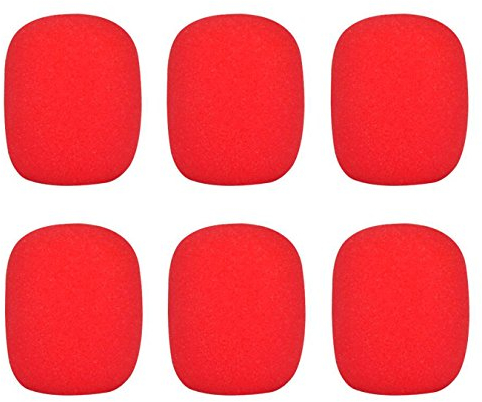 UOOOM 6 Stück bunte Handmikrofonabdeckung aus Schaumstoff für Mikrofone (rot).