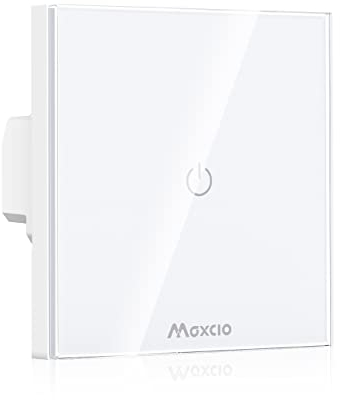 Interruptor Luz WiFi, Maxcio Interruptor Inteligente 1 Gang Compatible con Alexa/Google Home, Control de APP y Función de Temporizador, Neutral Requerido