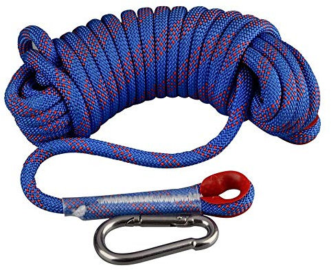 MUTUACTOR High Strength Durable Polyester Cord with Carabiner Diameter 10mm*10m Outdoors Rope for Climbing, Camping, Hiking, Magnet fishing, tie-downs, Hunting