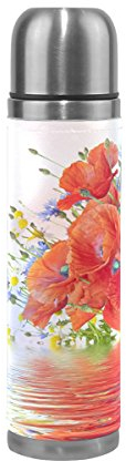 Eslifey Bouteille d'eau isotherme en acier inoxydable Motif coquelicot