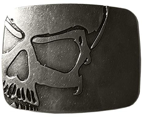 Shirtmatic Skull Totenkopf Kreuz Buckle 3D Gürtelschnallen Biker Rocker (Relief antik silber)