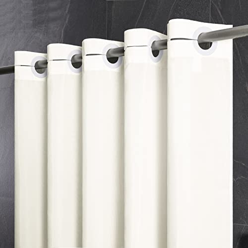 Furlinic Rideau de Douche Anti Moisissure Tissu Imperméable Lavable Beige Rideaux de Douche en Polyester pour Baignoire Angle ou la Salle de Bain Grommet 120x180cm.