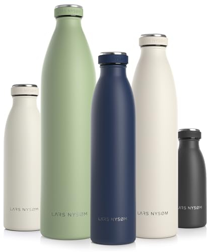 LARS NYSØM Edelstahl Trinkflasche 350ml, 500ml, 750ml, 1L, 1 5 liter | Thermosflasche Kohlensäure geeignet | Auslaufsichere Wasserflasche für Sport, Outdoor, Schule (Midnight Blue, 750ml)