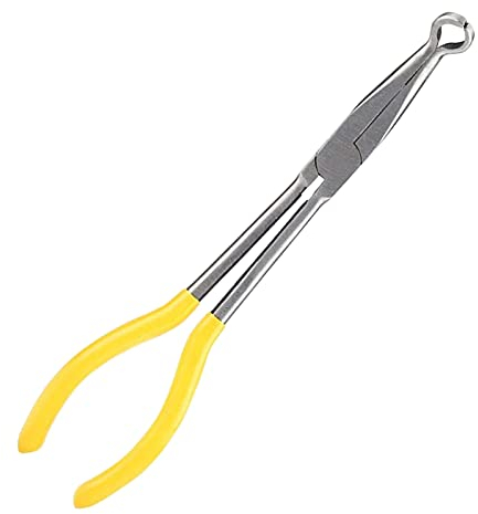 1 Pezzo Pinze lunghe a Becco Curvo Pinze a Becchi Mezzotondi Pinze Extra Lunghe 45/90 Gradi per Riparazioni Artigianali con Punta Dell'Anello Realizzato in acciaio Ad Alta Resistenza 6 x 27 CM Giallo