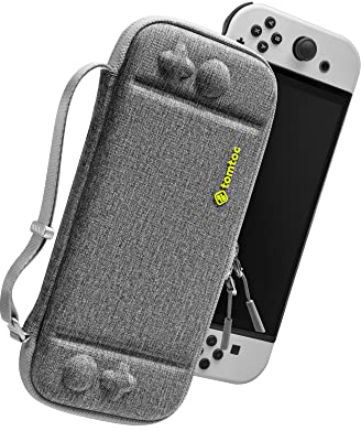 tomtoc Slim Tasche Case für Nintendo Switch / Switch OLED Modell, Ultra-dünn, Schlank, Leicht Hartschalen, Rundumschutz Tragetasche für Switch Konsole und 10 Spiele, Eva Hard Schutzhülle