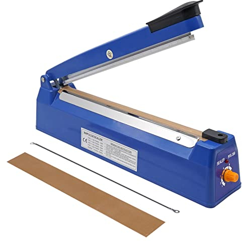 MUALROUS 300mm Heat Sealer Plastic Bag Sealer Impulse Sealer Black Vacuum Food Sealer Bag Packing Machine for Bag Sealing Packing Shrink Wrap Machine (8 Inch)