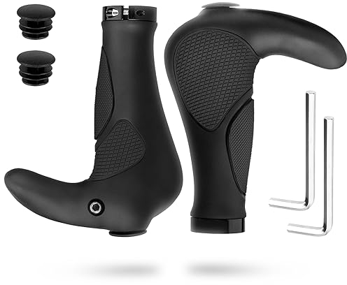 Simpeak Puños Bicicleta Scooter Montaña Bici MTB Mangos de Goma Antideslizantes con Mango Corto de Piezas, Negro
