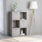 Homgoday Schrank grau Beton 60 x 29,5 x 90 cm aus Spanplatte, Bücherschrank, Vitrine, Bücherregal, vertikal, platzsparend, Regal für Wohnzimmer, Büro