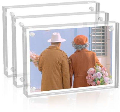 Sezanrpt Acryl Bilderrahmen 9x13cm Pack von 3, Doppelseitige Magnete Bilderrahmen, Magnetische Bilderrahmen für 9x10cm, 9x13cm, 8x10cm Foto, 10MM+10MM Stärke