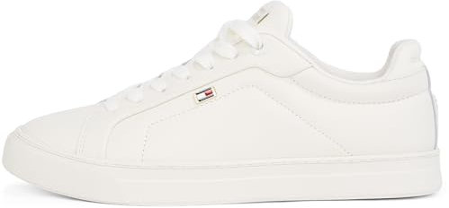 Tommy Hilfiger Damen Court Sneaker Icon Flag aus Leder, Elfenbein (Ivory Petal), 39
