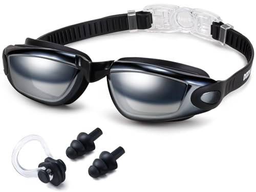 Dizokizo Lunettes de natation pour adultes - Anti-buée et protection UV - Étanche - Vision claire - Facile à régler - Pour homme et femme