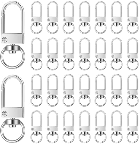 Metal Krallenverschlüsse Drehbare, 30 Stück Swivel Lanyard Verschlüsse Snap Hooks, Silver Krallenverschlüsse für Jewelry Purse Making DIY Bags Keychain Key Rings Art Crafts Schlüsselring