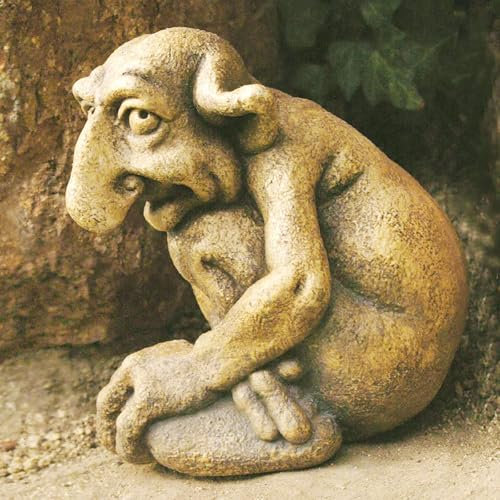 AIGOUT Statuette de gargouille en pierre - Sculpture de jardin - Embrasser les genoux - Statues gothiques de gardien de gargouille - Statues en pierre exquises - Décorations de jardin (14 x 10 cm)