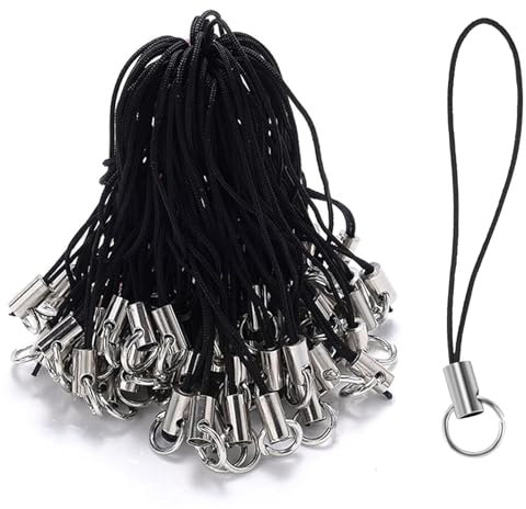 LEIBOCHAO 100 Piezas de Correa de Cordón Simple para Teléfono Celular, Llaves, Llaveros, Bucles de Dijes Con Mosquetón, Anillo y USB