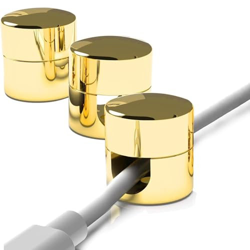Sentechx Cable Anchors for Desk Organization, Aluminum Cord Organizers, Power Cable Retainer, Gold, 3 Pcs