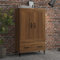 SXJEQOC Highboard Schrank Braun Eichen-Optik Holzwerkstoff 70x31x115 cm mit 2 Fächern und 1 Schublade Industrial Design Stabilität und für Wohnzimmer Büro und Flur