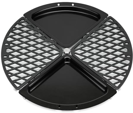 Onlyfire Set Multifunzionale di Padella BBQ e Griglia di Cottura per Griglie a Carbonella Weber 57 CM, Griglia in Ghisa, Piastra e Sollevatore per Griglia per Cucinare e Affumicare All'aperto